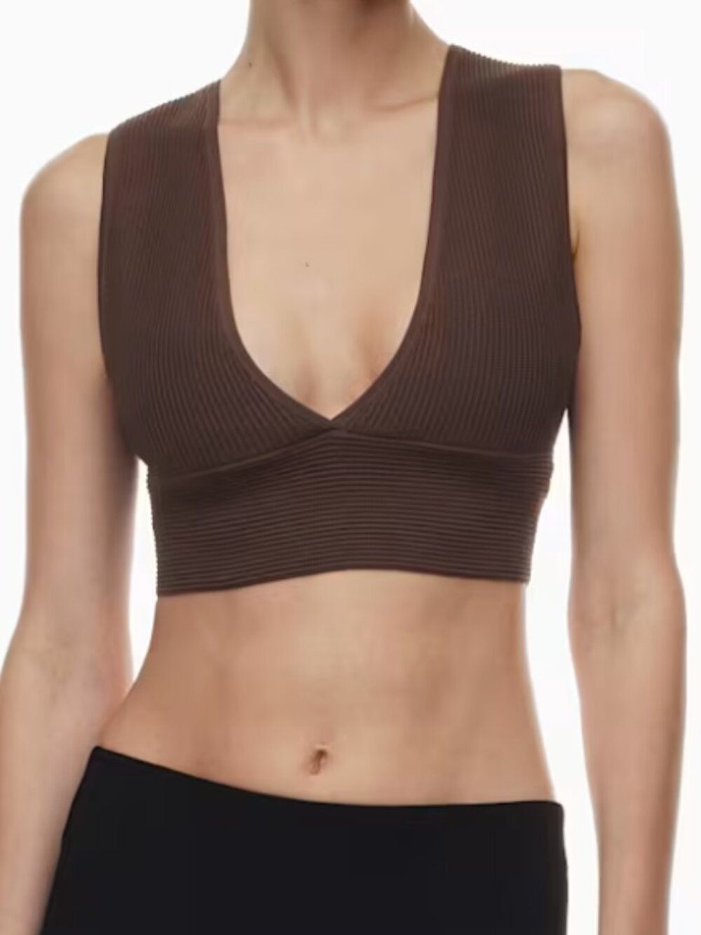 Aritzia Babaton Sculpt Knit Deep V Tank Top : Small